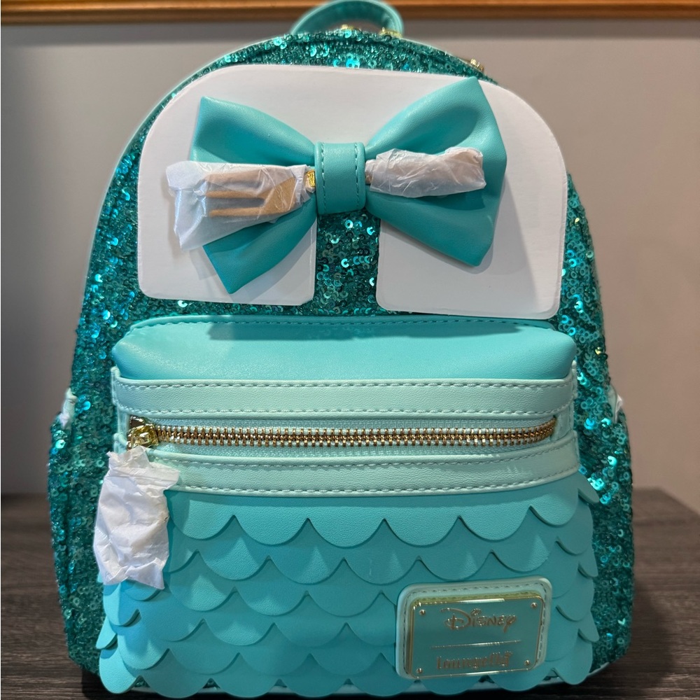 NWT Disney Loungefly Little Mermaid Sequin Teal Mini Backpack: Ariel